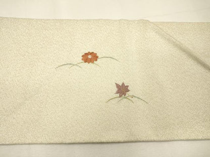 平和屋着物▼中国三大刺繍　スワトウ刺繍　汕頭刺繍　相良刺繍　綴れ　九寸名古屋帯　地紙御所車花文　金銀糸　正絹　逸品　DABH7126fe