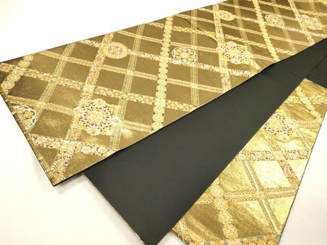 平和屋着物▼六通柄袋帯　正倉院天井花文　金糸　正絹　逸品　DABH7127fe