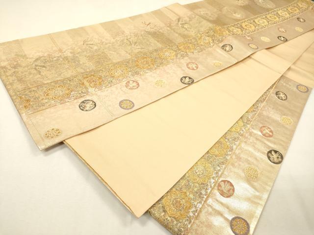 平和屋着物▼六通柄袋帯　正倉院宝飾文　金銀糸　引箔　正絹　逸品　DABH7128fe