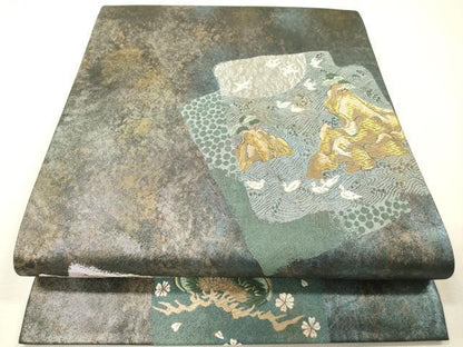 平和屋着物▼六通柄袋帯　唐織　松島香重ね　金銀彩　引箔　正絹　逸品　DABH7140fe