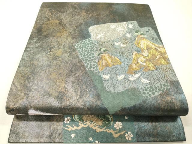 平和屋着物▼六通柄袋帯　唐織　松島香重ね　金銀彩　引箔　正絹　逸品　DABH7140fe
