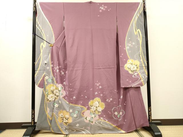 平和屋着物●豪華振袖　駒刺繍　舞桜　金彩　正絹　逸品　DABH7177fe