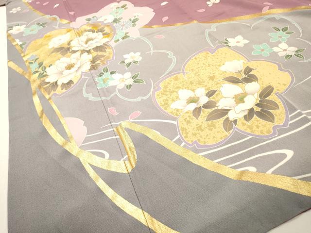 平和屋着物●豪華振袖　駒刺繍　舞桜　金彩　正絹　逸品　DABH7177fe