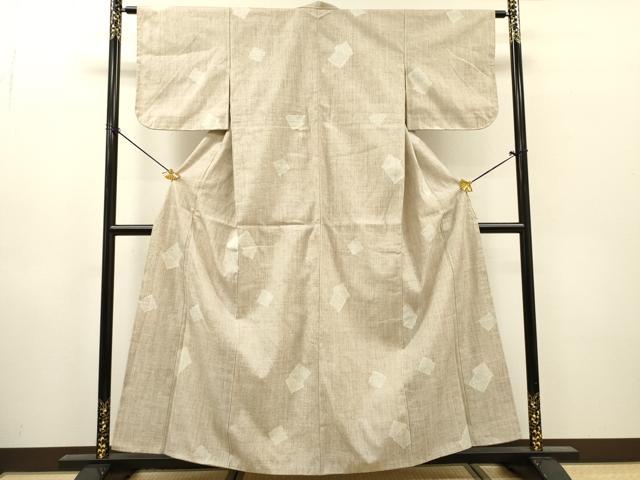 平和屋着物●結城紬　80亀甲　飛び亀甲柄　色紙散らし　正絹　逸品　DABH7181fe