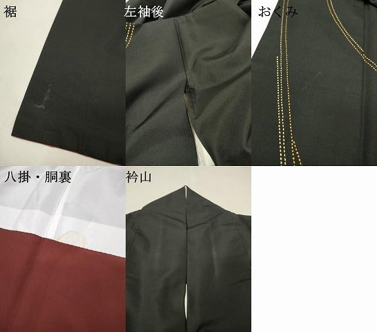 平和屋着物●本場縞大島紬　訪問着　刺子　流線文　黒地　正絹　逸品　DABH7182fe