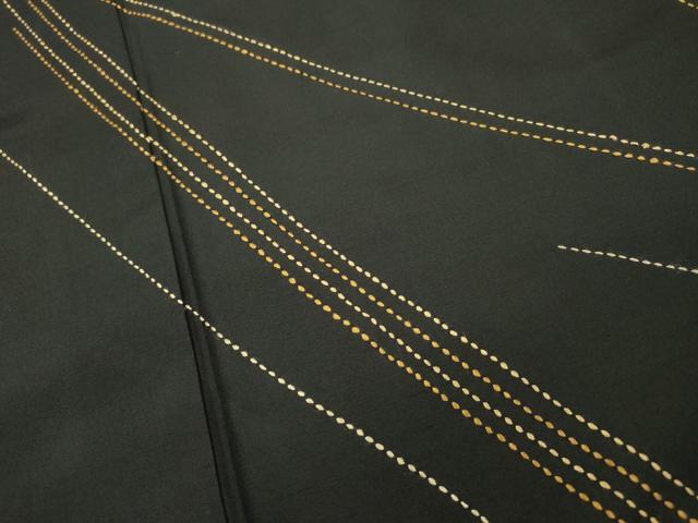 平和屋着物●本場縞大島紬　訪問着　刺子　流線文　黒地　正絹　逸品　DABH7182fe