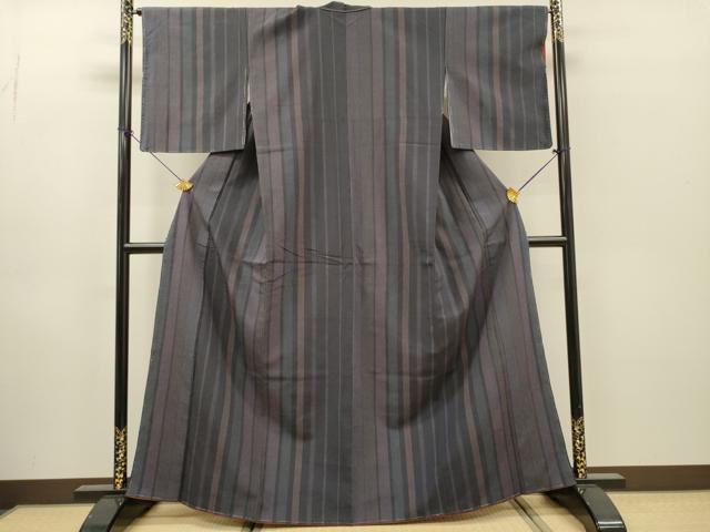 平和屋着物●本塩沢　110亀甲　間道　正絹　逸品　未使用　DABH7183fe
