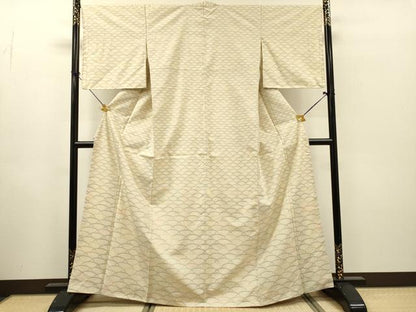 平和屋着物●本場大島紬　白大島　訪問着　芝文　正絹　逸品　未使用　DABH7184fe