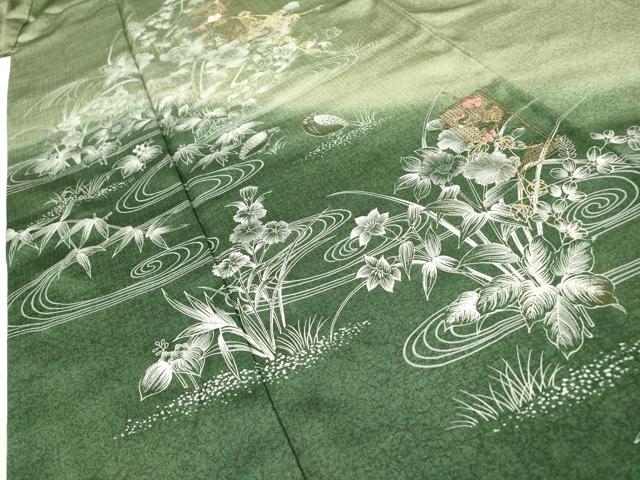 平和屋着物●中国三大刺繍　スワトウ刺繍　汕頭刺繍　訪問着　流水短冊花文　暈し染　金糸　正絹　逸品　DABH7185fe