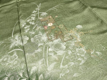 平和屋着物●中国三大刺繍　スワトウ刺繍　汕頭刺繍　訪問着　流水短冊花文　暈し染　金糸　正絹　逸品　DABH7185fe