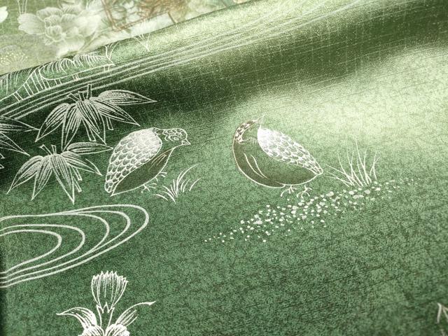 平和屋着物●中国三大刺繍　スワトウ刺繍　汕頭刺繍　訪問着　流水短冊花文　暈し染　金糸　正絹　逸品　DABH7185fe