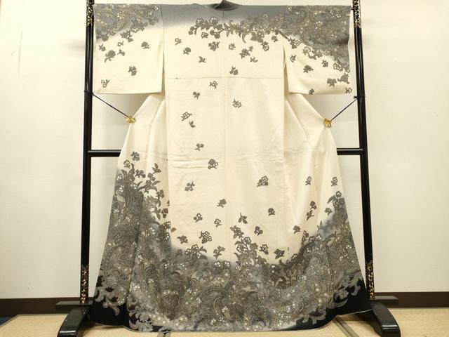 平和屋着物●訪問着　更紗洋花唐草文　暈し染　金彩　正絹　逸品　DABH7187fe