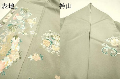 平和屋着物●訪問着　駒刺繍　花唐草文　金彩　正絹　逸品　DABH7188fe