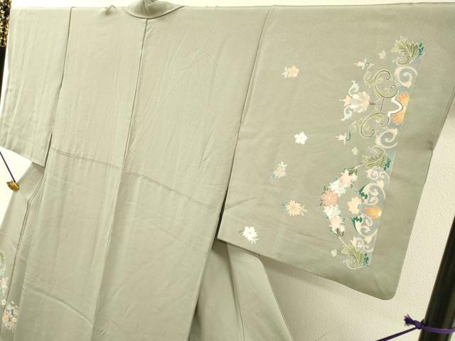平和屋着物●訪問着　駒刺繍　花唐草文　金彩　正絹　逸品　DABH7188fe