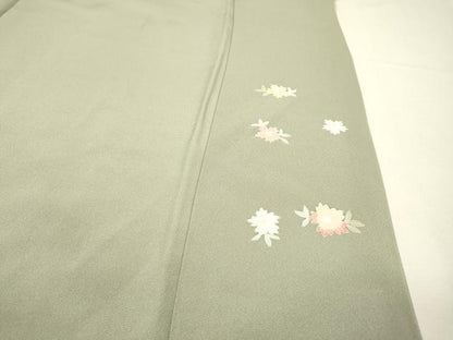 平和屋着物●訪問着　駒刺繍　花唐草文　金彩　正絹　逸品　DABH7188fe