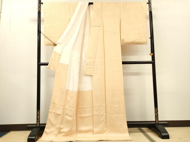 平和屋着物●上質な色無地　霞地紋　肌色　ロング丈　正絹　逸品　未使用　DABH7190fe