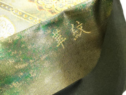 平和屋着物▼六通柄袋帯　華紋　虹彩箔百選　金銀糸　引箔　正絹　逸品　未使用　DABH7195fe