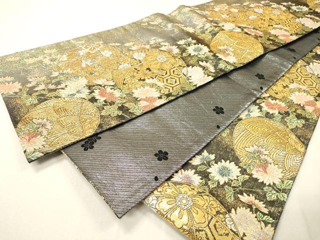 平和屋着物▼佐賀錦　両面　六通柄袋帯　花毬文　金銀糸　引箔　正絹　逸品　DABH7228fe
