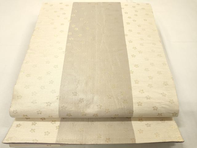 平和屋着物▼両面　六通柄袋帯　唐織　枝垂れ花　金銀糸　正絹　逸品　DABH7231fe