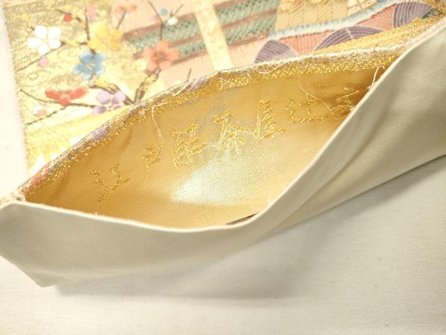 平和屋着物▼六通柄袋帯　唐織　江戸解茶屋辻文　金糸　正絹　逸品　DABH7233fe