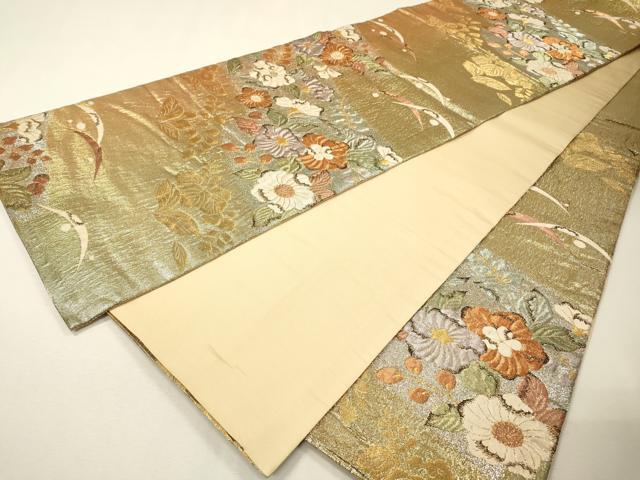 平和屋着物▼六通柄袋帯　辻が花　金銀糸　正絹　逸品　DABH7236fe