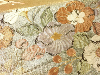 平和屋着物▼六通柄袋帯　辻が花　金銀糸　正絹　逸品　DABH7236fe