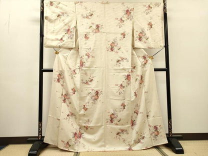平和屋着物▼上質な小紋　飾花文　金彩　金通し地　やまと誂製　正絹　逸品　DABH7250fe