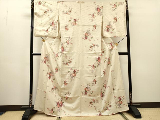 平和屋着物▼上質な小紋　飾花文　金彩　金通し地　やまと誂製　正絹　逸品　DABH7250fe