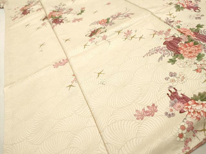平和屋着物▼上質な小紋　飾花文　金彩　金通し地　やまと誂製　正絹　逸品　DABH7250fe