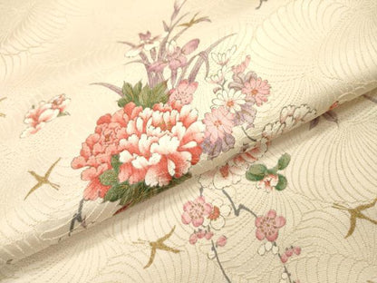 平和屋着物▼上質な小紋　飾花文　金彩　金通し地　やまと誂製　正絹　逸品　DABH7250fe