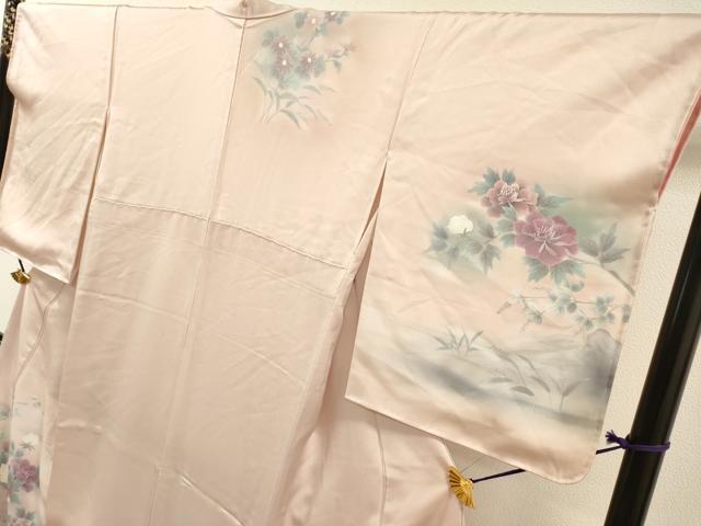 平和屋着物▼訪問着　刺繍　手描き　枝花　暈し染　正絹　逸品　未使用　DABH7252fe