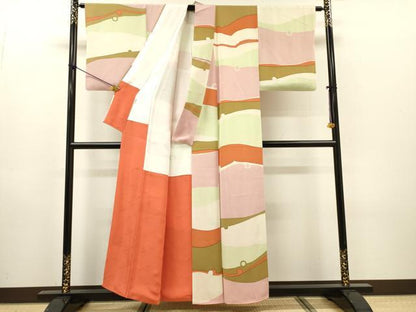 平和屋着物▼ピエール・カルダン　小紋　抽象文様　近鉄百貨店扱い　正絹　逸品　DABH7253fe