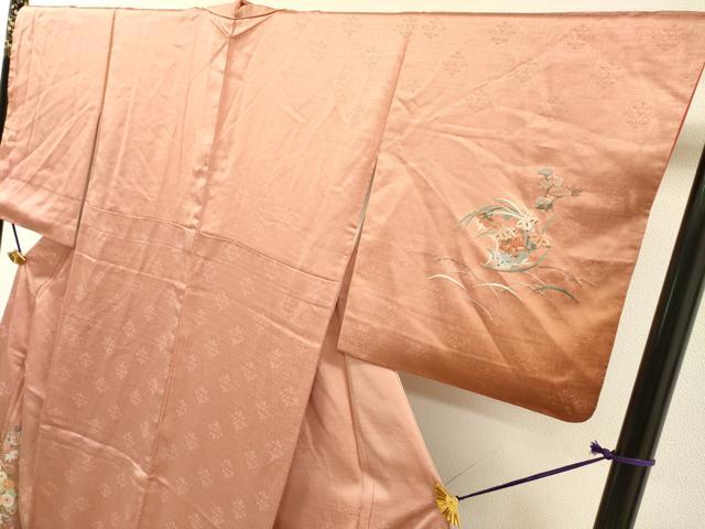 平和屋着物▼中国三大刺繍　相良刺繍　総刺繍　訪問着　芝花文　暈し染　金糸　正絹　逸品　DABH7256fe