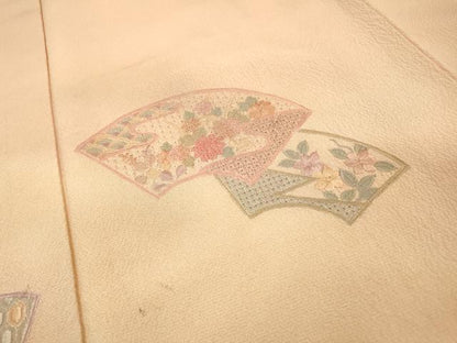 平和屋着物▼中国三大刺繍　スワトウ刺繍　汕頭刺繍　総刺繍　訪問着　地紙花文　暈し染　正絹　逸品　DABH7257fe