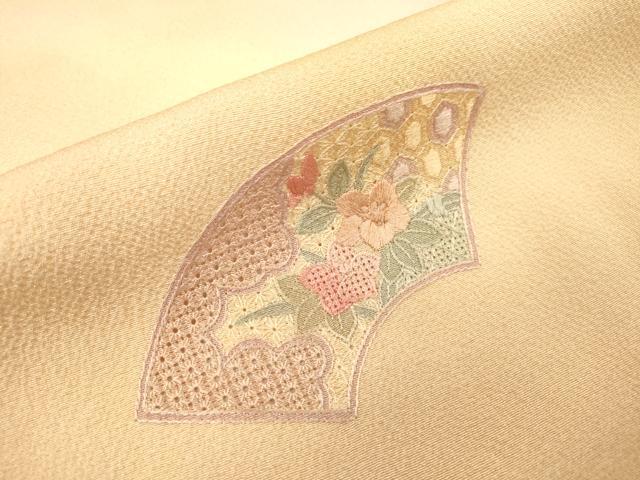 平和屋着物▼中国三大刺繍　スワトウ刺繍　汕頭刺繍　総刺繍　訪問着　地紙花文　暈し染　正絹　逸品　DABH7257fe