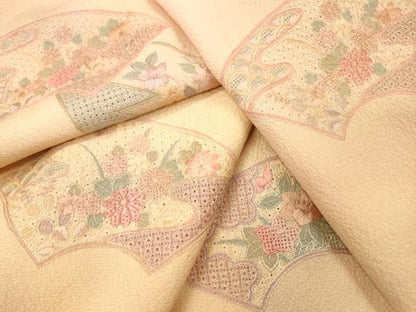 平和屋着物▼中国三大刺繍　スワトウ刺繍　汕頭刺繍　総刺繍　訪問着　地紙花文　暈し染　正絹　逸品　DABH7257fe