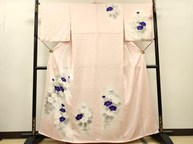 平和屋着物▼訪問着　手描き　枝花　暈し染　正絹　逸品　DABH7261fe