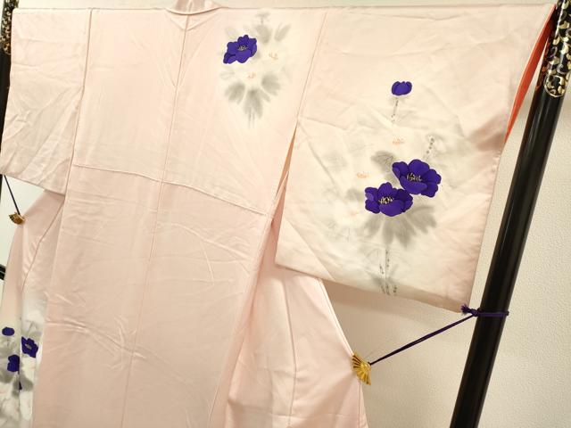 平和屋着物▼訪問着　手描き　枝花　暈し染　正絹　逸品　DABH7261fe