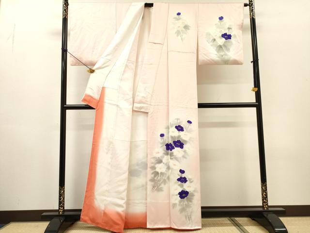 平和屋着物▼訪問着　手描き　枝花　暈し染　正絹　逸品　DABH7261fe