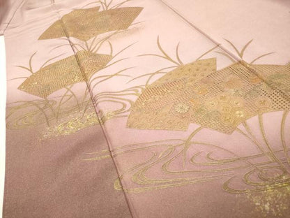 平和屋着物▼中国三大刺繍　スワトウ刺繍　汕頭刺繍　総刺繍　訪問着　流水宝尽くし地紙花文　暈し染　金彩　正絹　逸品　DABH7269fe