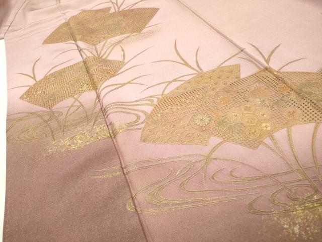 平和屋着物▼中国三大刺繍　スワトウ刺繍　汕頭刺繍　総刺繍　訪問着　流水宝尽くし地紙花文　暈し染　金彩　正絹　逸品　DABH7269fe