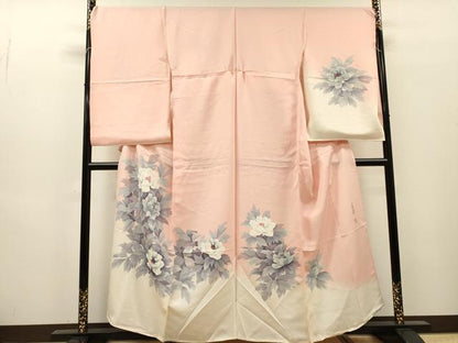 平和屋着物▼訪問着　作家物　手描き　薔薇　暈し染　仮絵羽　正絹　逸品　未使用　DABH7274fe