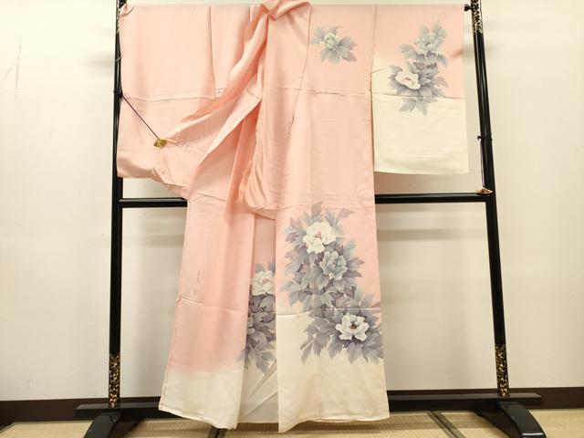 平和屋着物▼訪問着　作家物　手描き　薔薇　暈し染　仮絵羽　正絹　逸品　未使用　DABH7274fe