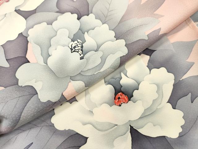 平和屋着物▼訪問着　作家物　手描き　薔薇　暈し染　仮絵羽　正絹　逸品　未使用　DABH7274fe