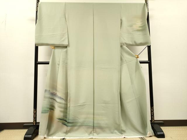 平和屋着物▼訪問着　手描き　風景文　暈し染　仮絵羽　正絹　逸品　未使用　DABH7275fe