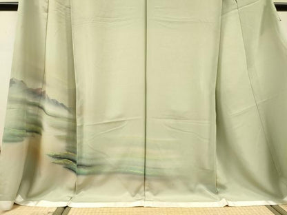 平和屋着物▼訪問着　手描き　風景文　暈し染　仮絵羽　正絹　逸品　未使用　DABH7275fe