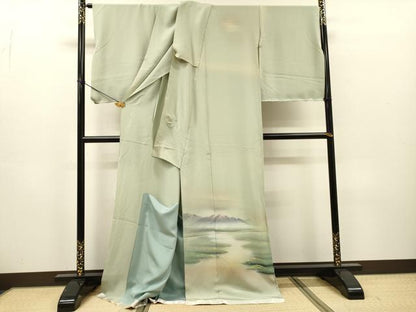 平和屋着物▼訪問着　手描き　風景文　暈し染　仮絵羽　正絹　逸品　未使用　DABH7275fe