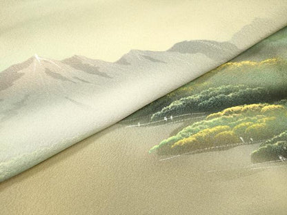 平和屋着物▼訪問着　手描き　風景文　暈し染　仮絵羽　正絹　逸品　未使用　DABH7275fe