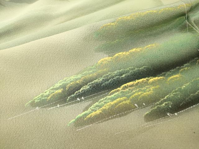 平和屋着物▼訪問着　手描き　風景文　暈し染　仮絵羽　正絹　逸品　未使用　DABH7275fe