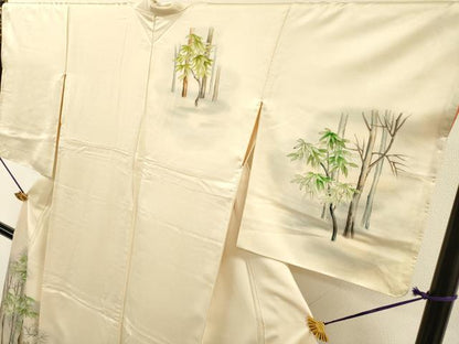 平和屋着物▼日展作家　寺島節朗　訪問着　手描き　樹林文　暈し染　そごう百貨店扱い　正絹　逸品　DABH7276fe